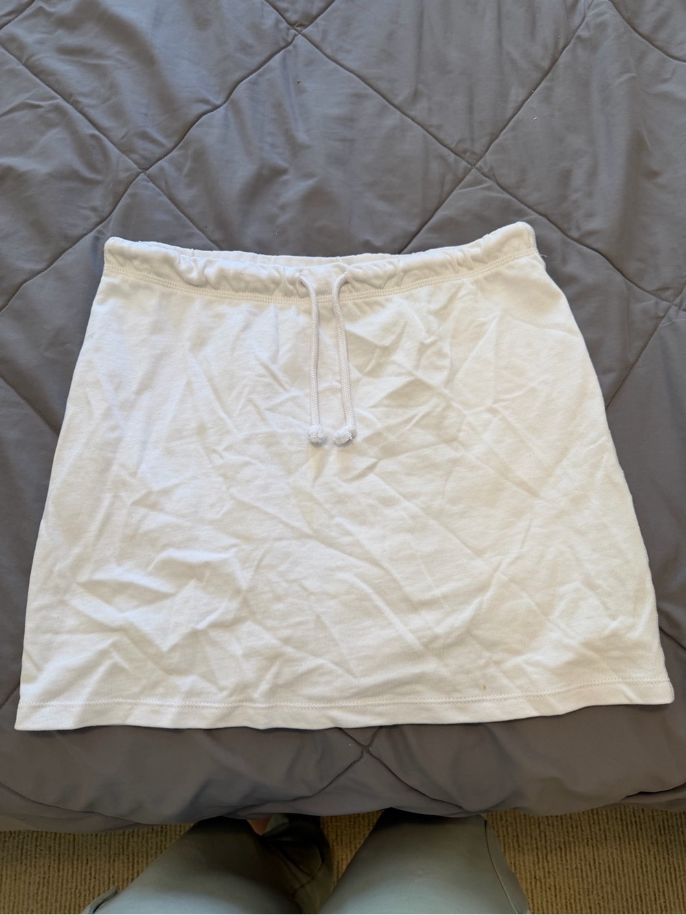 Zara White Mini Skirt with Drawstring Waist